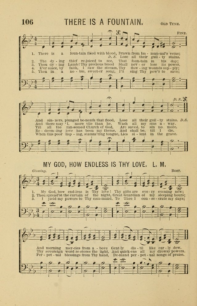 The Heavenly Choir: a collection of hymns and tunes for all occasions of worship, congregational, church, prayer, praise, choir, Sunday school, and social meeings page 106