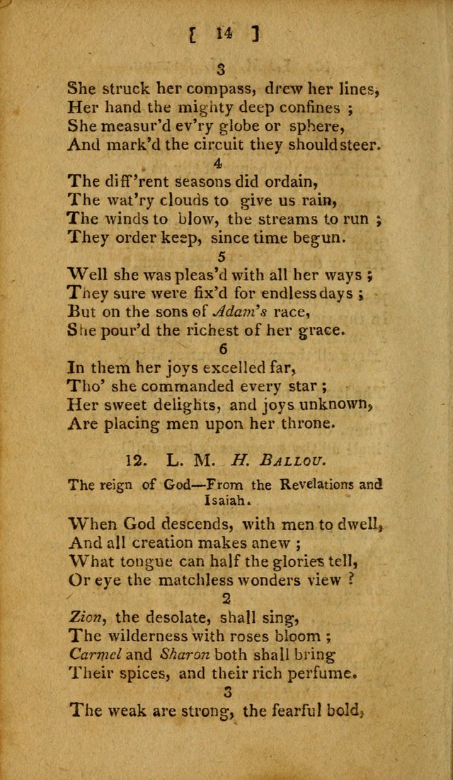 Hymns: composed by different authors, by order of the General Convention of Universalists of the New-England States and Others. Adapted to public and private devotion page 14