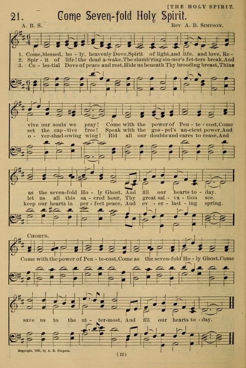 Hymns of the Christian Life: for the sanctuary, Sunday schools, prayer meetings, mission work and revival services page 12