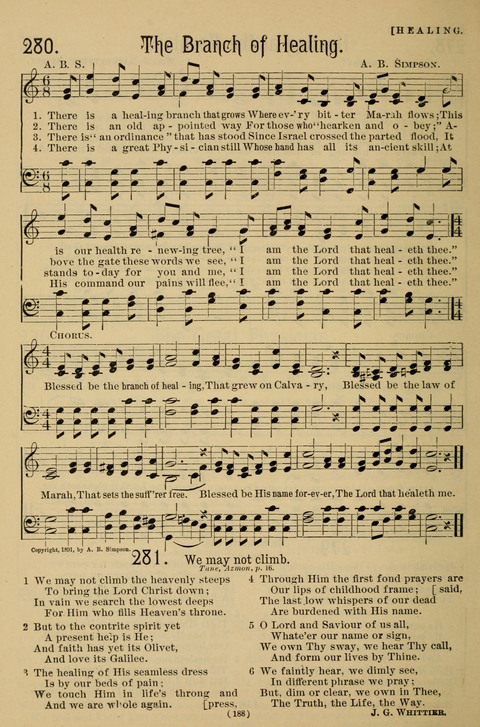Hymns of the Christian Life: for the sanctuary, Sunday schools, prayer meetings, mission work and revival services page 188