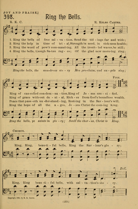 Hymns of the Christian Life: for the sanctuary, Sunday schools, prayer meetings, mission work and revival services page 275