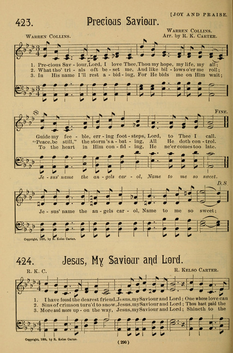 Hymns of the Christian Life: for the sanctuary, Sunday schools, prayer meetings, mission work and revival services page 290