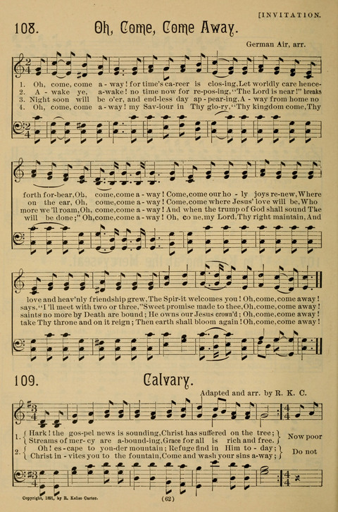 Hymns of the Christian Life: for the sanctuary, Sunday schools, prayer meetings, mission work and revival services page 62