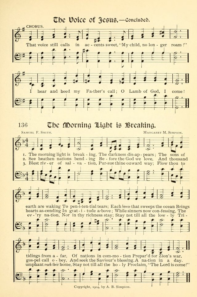 Hymns of the Christian Life. No. 3: for church worship, conventions, evangelistic services, prayer meetings, missionary meetings, revival services, rescue mission work and Sunday schools page 137