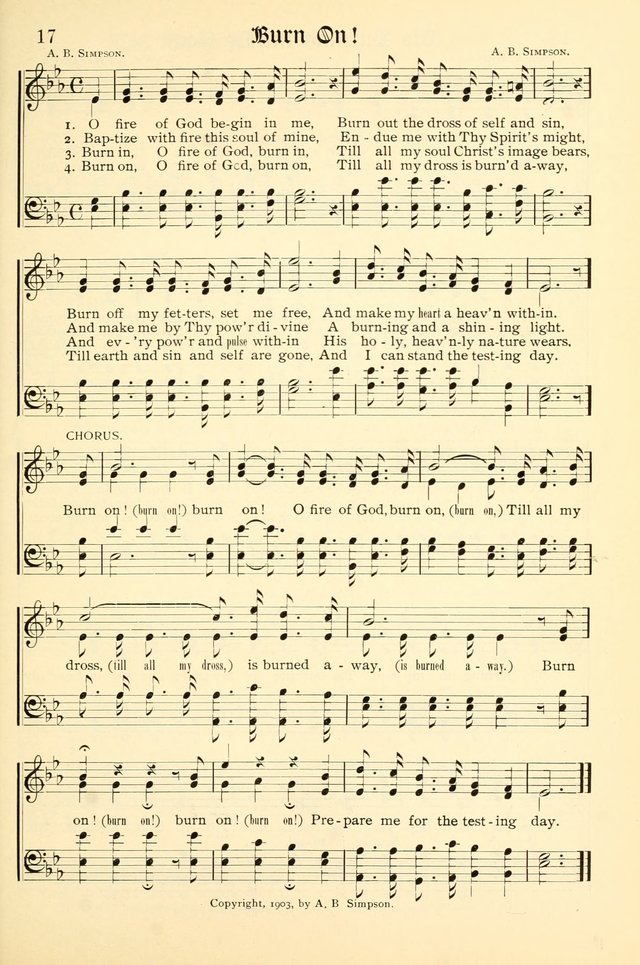 Hymns of the Christian Life. No. 3: for church worship, conventions, evangelistic services, prayer meetings, missionary meetings, revival services, rescue mission work and Sunday schools page 17