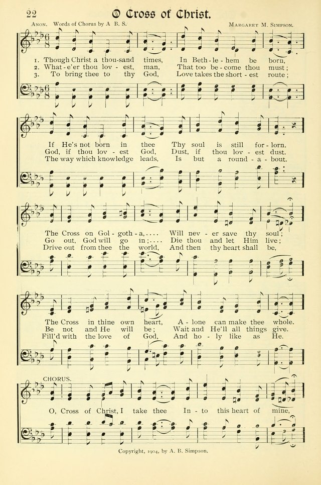 Hymns of the Christian Life. No. 3: for church worship, conventions, evangelistic services, prayer meetings, missionary meetings, revival services, rescue mission work and Sunday schools page 22
