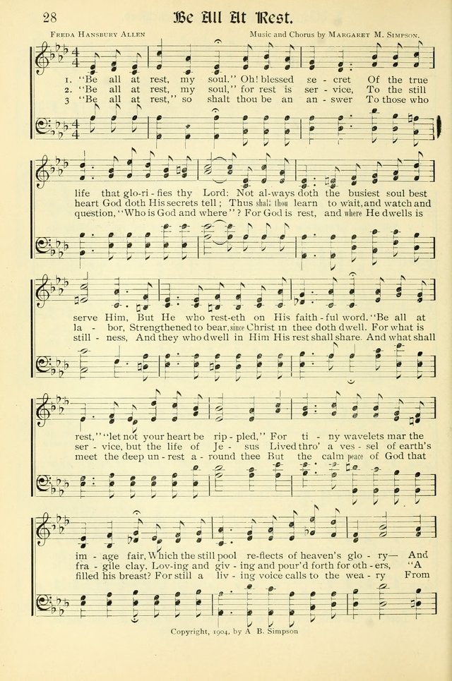 Hymns of the Christian Life. No. 3: for church worship, conventions, evangelistic services, prayer meetings, missionary meetings, revival services, rescue mission work and Sunday schools page 28