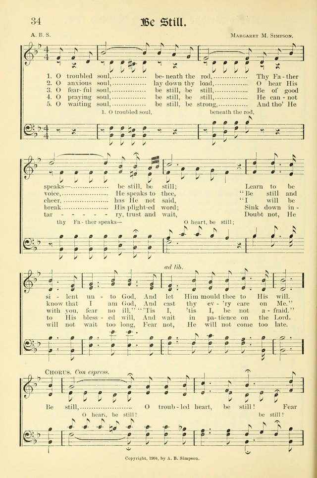 Hymns of the Christian Life. No. 3: for church worship, conventions, evangelistic services, prayer meetings, missionary meetings, revival services, rescue mission work and Sunday schools page 34