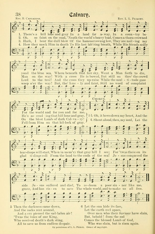 Hymns of the Christian Life. No. 3: for church worship, conventions, evangelistic services, prayer meetings, missionary meetings, revival services, rescue mission work and Sunday schools page 38
