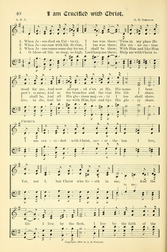 Hymns of the Christian Life. No. 3: for church worship, conventions, evangelistic services, prayer meetings, missionary meetings, revival services, rescue mission work and Sunday schools page 40