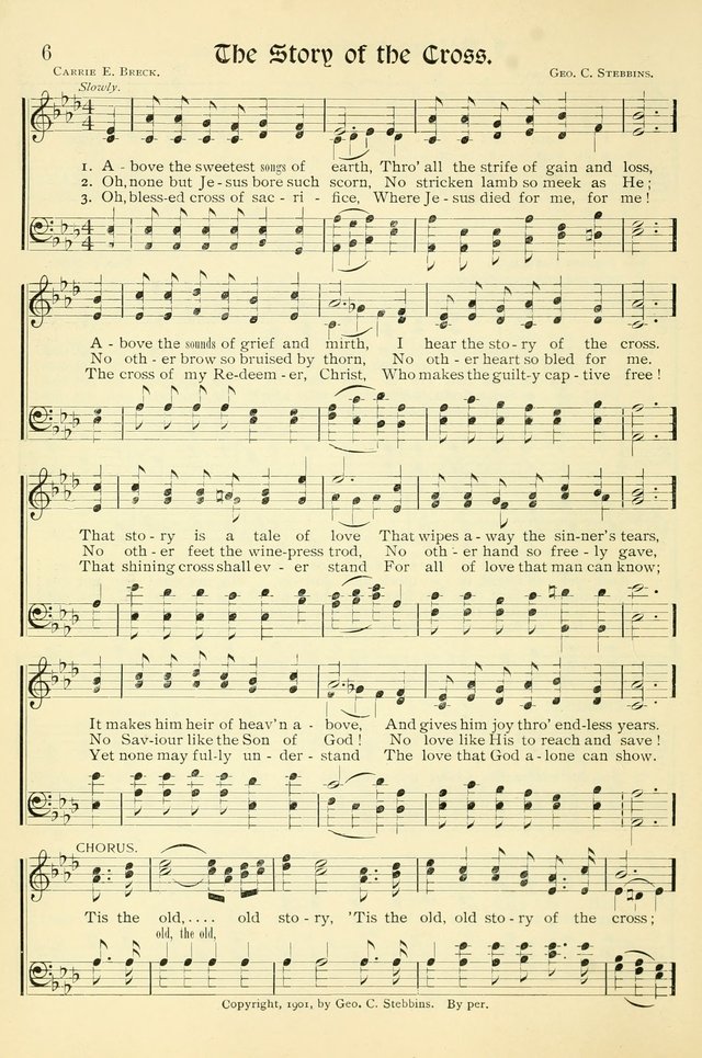 Hymns of the Christian Life. No. 3: for church worship, conventions, evangelistic services, prayer meetings, missionary meetings, revival services, rescue mission work and Sunday schools page 6