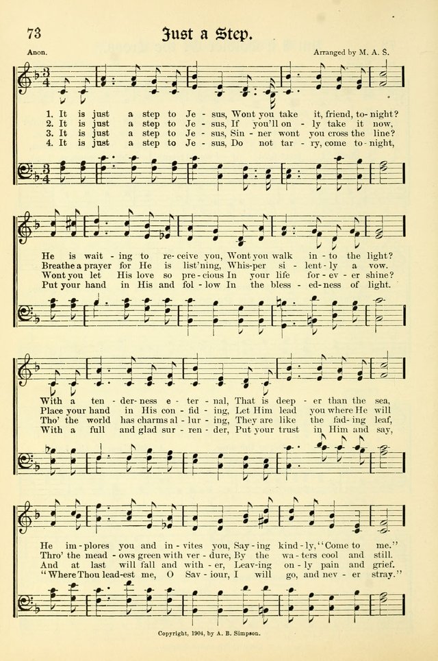 Hymns of the Christian Life. No. 3: for church worship, conventions, evangelistic services, prayer meetings, missionary meetings, revival services, rescue mission work and Sunday schools page 74
