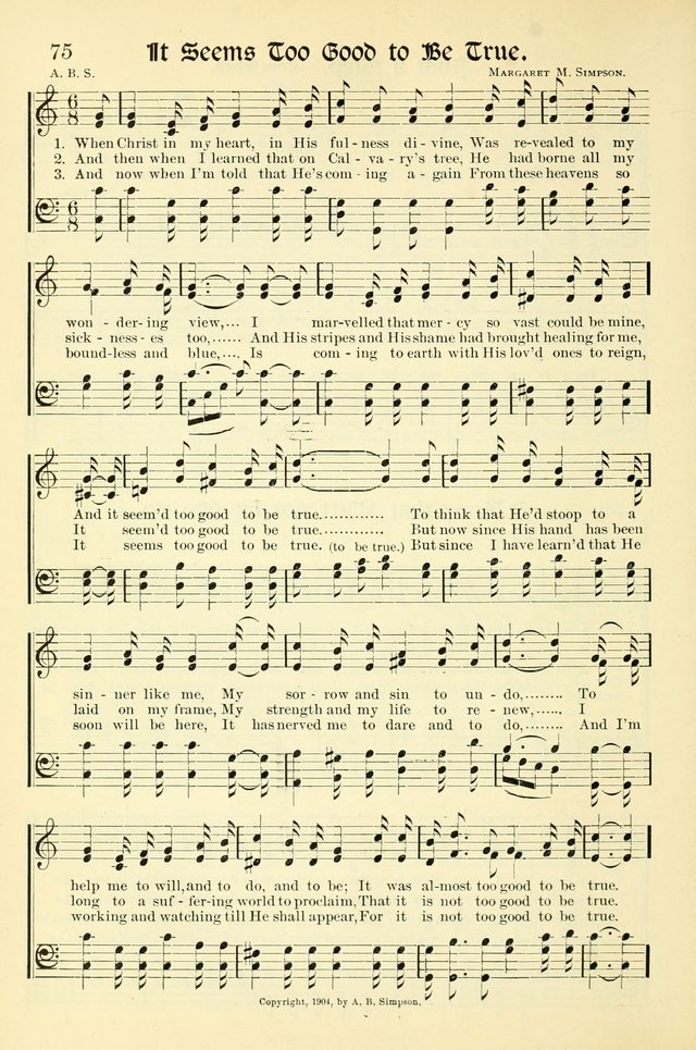 Hymns of the Christian Life. No. 3: for church worship, conventions, evangelistic services, prayer meetings, missionary meetings, revival services, rescue mission work and Sunday schools page 76