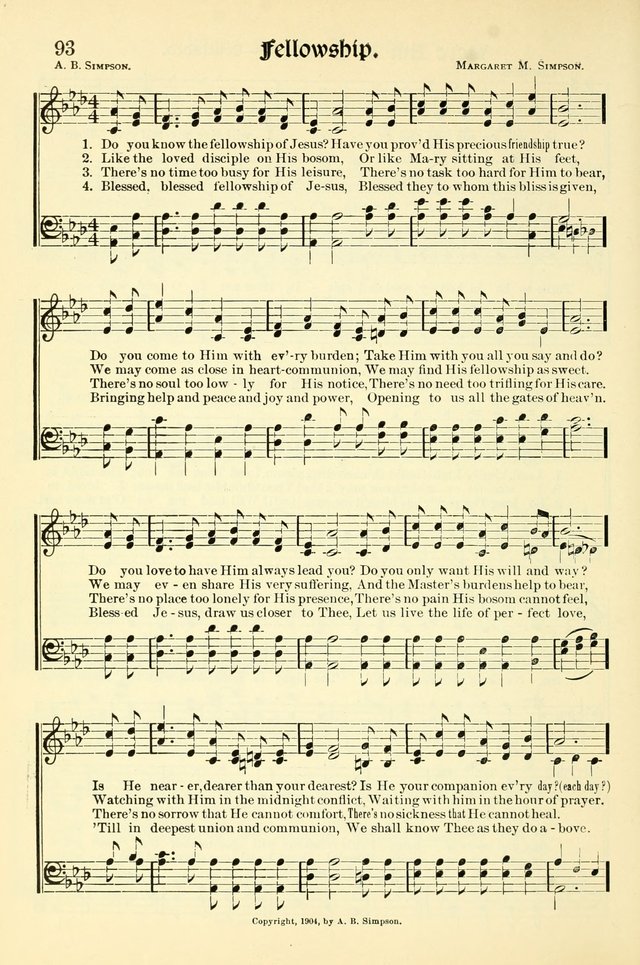 Hymns of the Christian Life. No. 3: for church worship, conventions, evangelistic services, prayer meetings, missionary meetings, revival services, rescue mission work and Sunday schools page 94