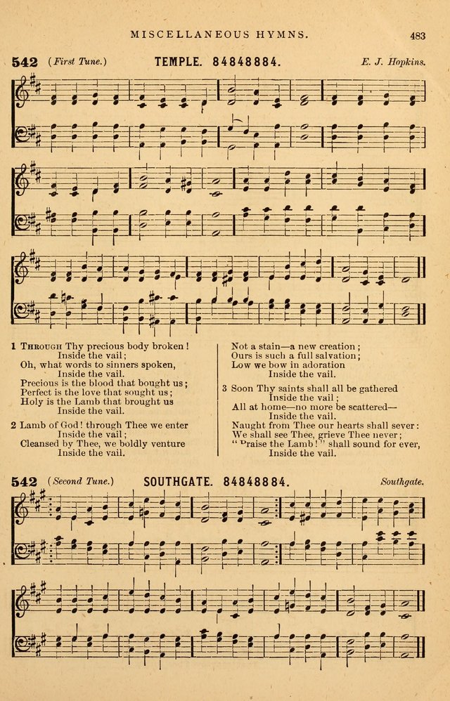 Hymnal Companion to the Prayer Book: suited to the special seasons of the Christian year, and other occasions of public worship, as well as for use in the Sunday-school...With accompanying tunes page 486