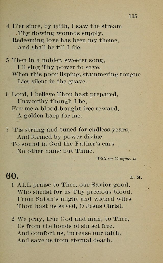 Hymnal: for churches and Sunday-schools of the Augustana Synod page 105