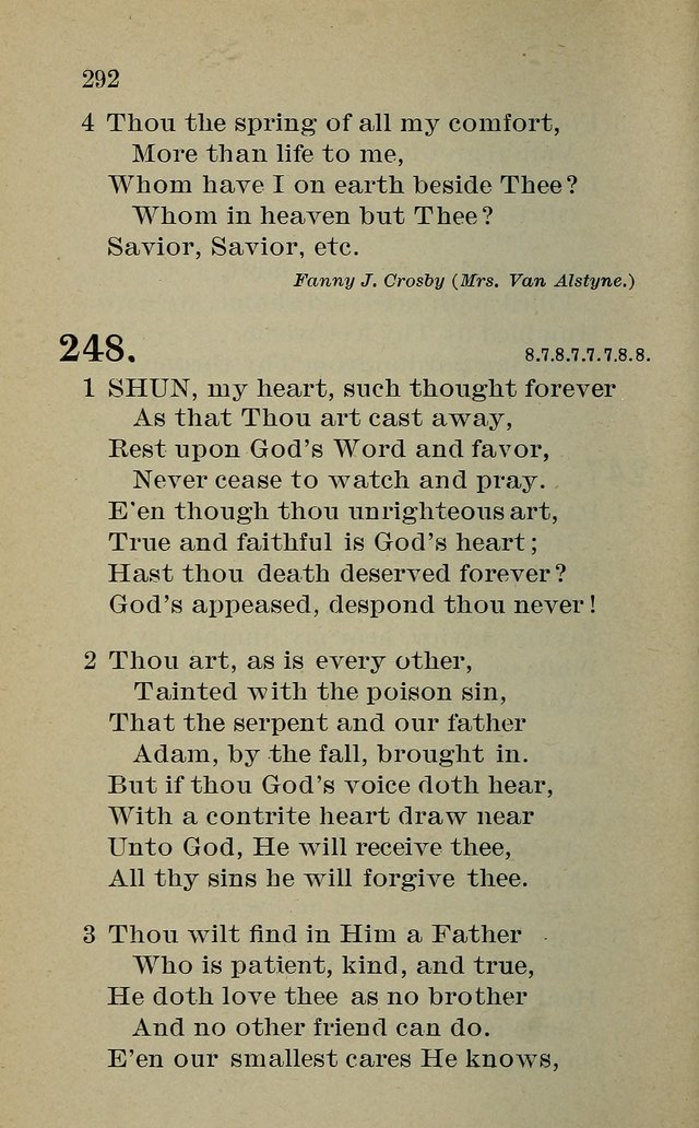 Hymnal: for churches and Sunday-schools of the Augustana Synod page 292