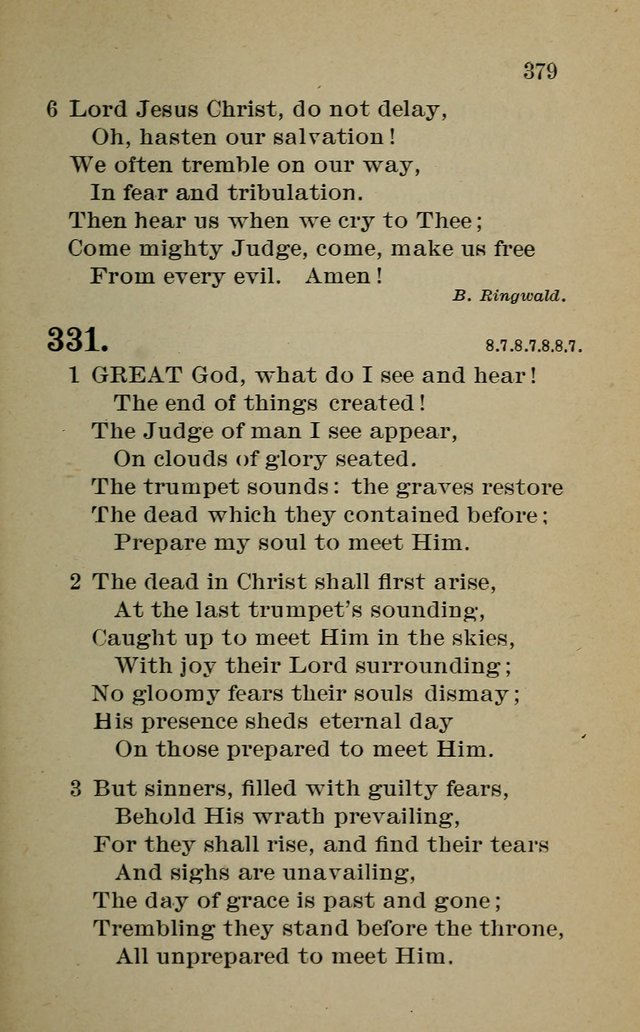 Hymnal: for churches and Sunday-schools of the Augustana Synod page 379