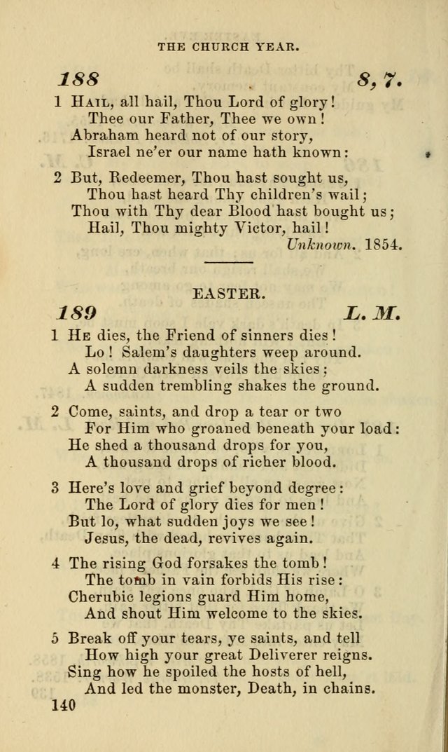 Hymns for the use of the Evangelical Lutheran Church, by the Authority of the Ministerium of Pennsylvania page 140
