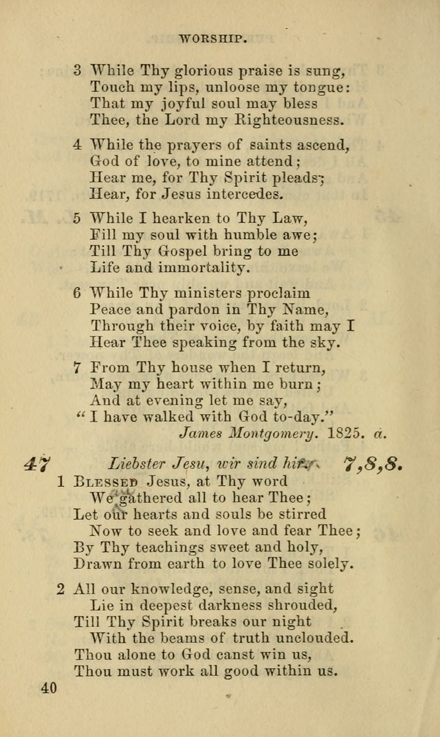Hymns for the use of the Evangelical Lutheran Church, by the Authority of the Ministerium of Pennsylvania page 40