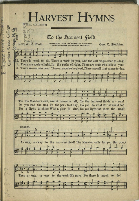 Harvest Hymns: Singable Gospel Songs page 1