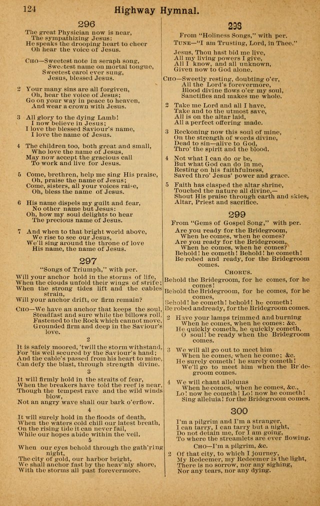 The Highway Hymnal: a choice collection of popular hymns and music, new and old. Arranged for the work in camp, convention, church and home page 124