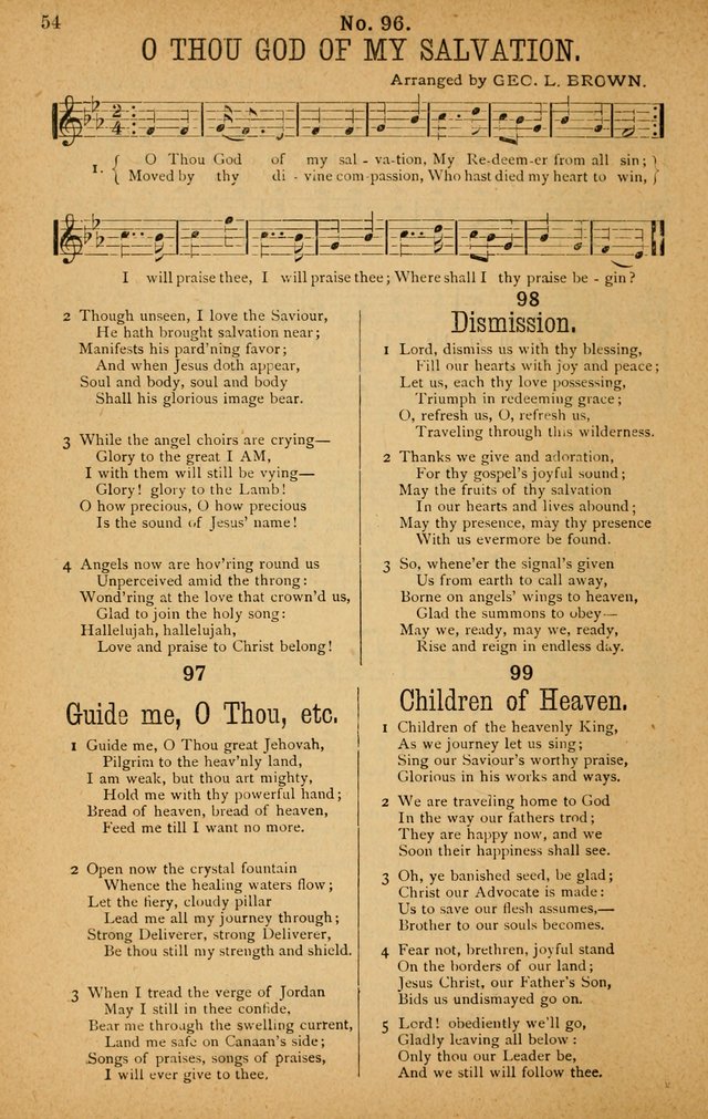 The Highway Hymnal: a choice collection of popular hymns and music, new and old. Arranged for the work in camp, convention, church and home page 54
