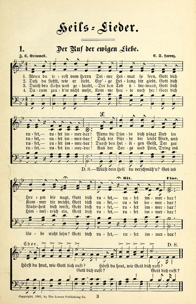 Heils-Lieder, eine Sammlung Geistlicher Lieder für Sonntagsschulen, Jugendvereine page 1