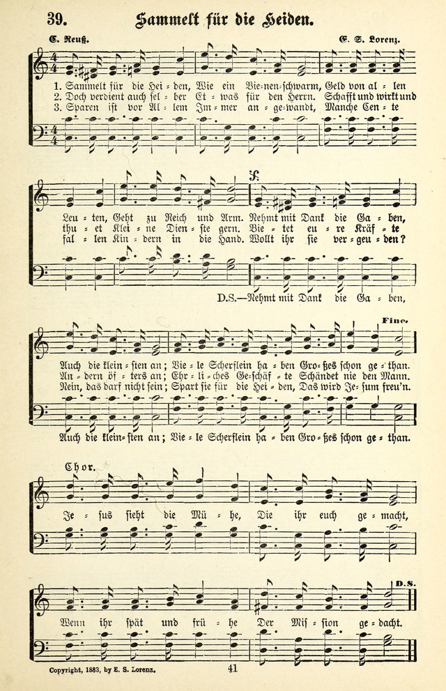 Heils-Lieder, eine Sammlung Geistlicher Lieder für Sonntagsschulen, Jugendvereine page 39