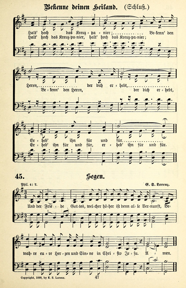 Heils-Lieder, eine Sammlung Geistlicher Lieder für Sonntagsschulen, Jugendvereine page 45