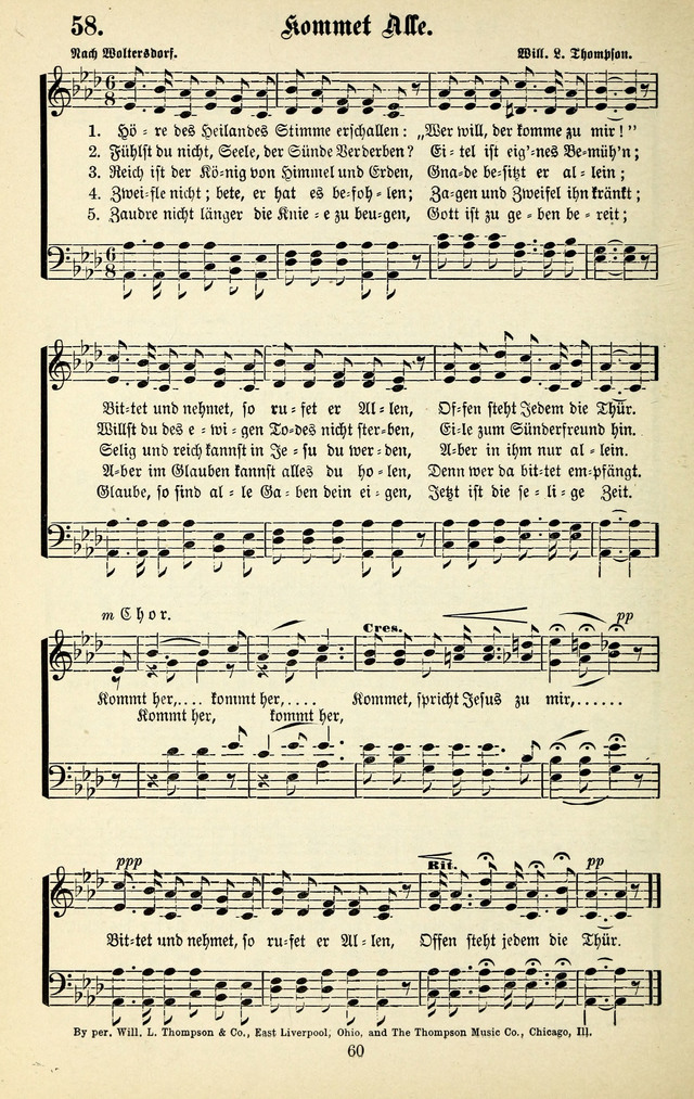 Heils-Lieder, eine Sammlung Geistlicher Lieder für Sonntagsschulen, Jugendvereine page 58