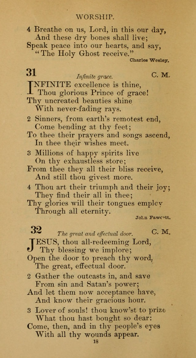 Hymnal of the Methodist Episcopal Church page 18
