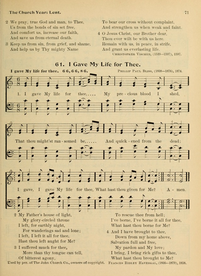 Hymnal and Order of Service: for churches and Sunday-schools page 71