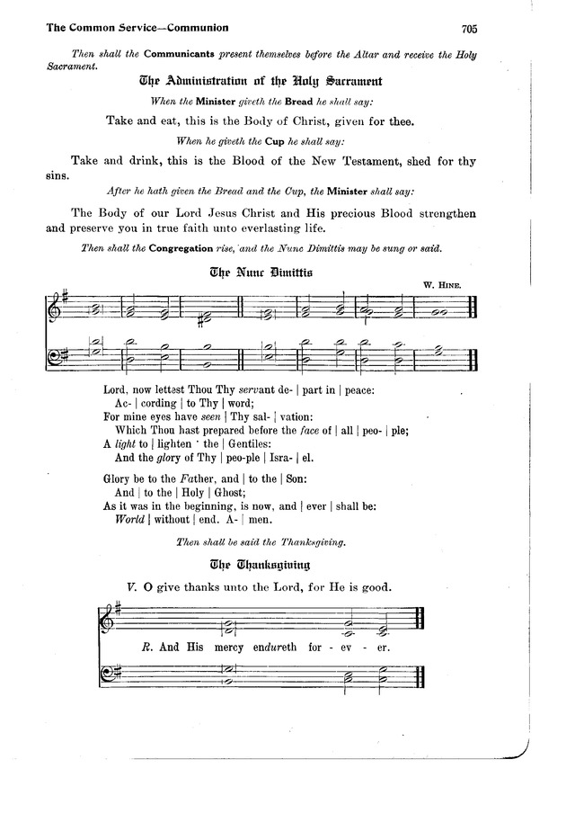 The Hymnal and Order of Service page 705