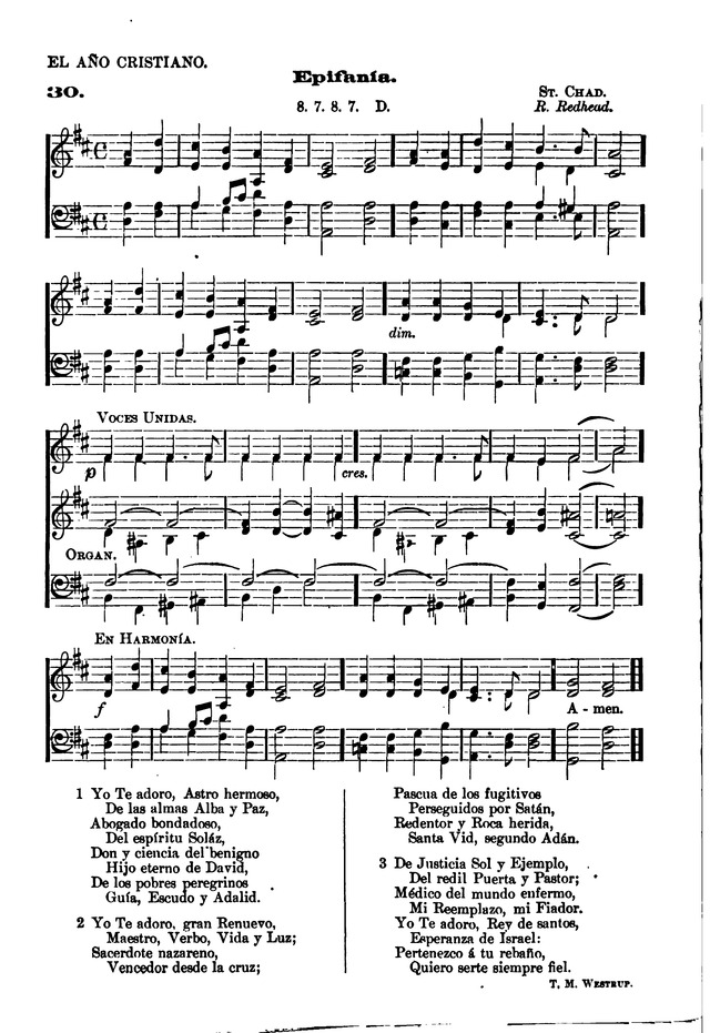 Himnario provisional con los cánticos: Según el uso de la Iglesia Episcopal Americana, para Congregaciones Españoles page 30