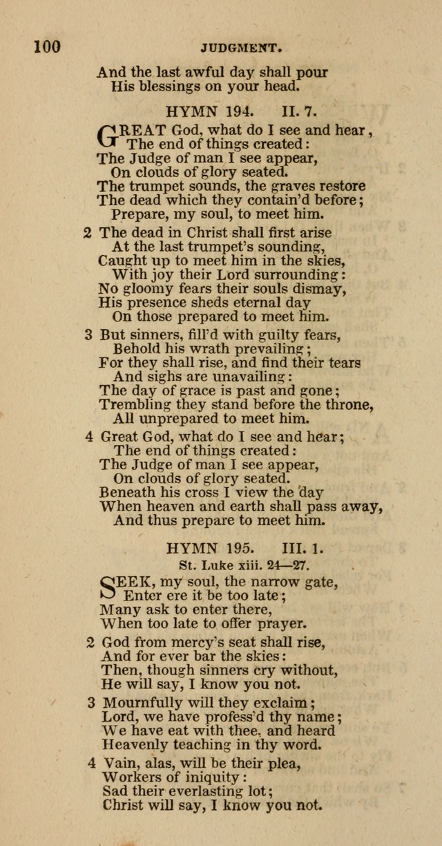 Hymns of the Protestant Episcopal Church of the United States, as authorized by the General Convention: with an additional selection page 100