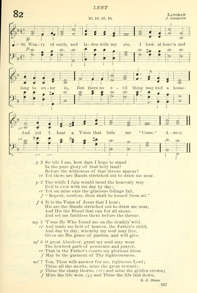 The Church Hymnal: revised and enlarged in accordance with the action of the General Convention of the Protestant Episcopal Church in the United States of America in the year of our Lord 1892. (Ed. B) page 155