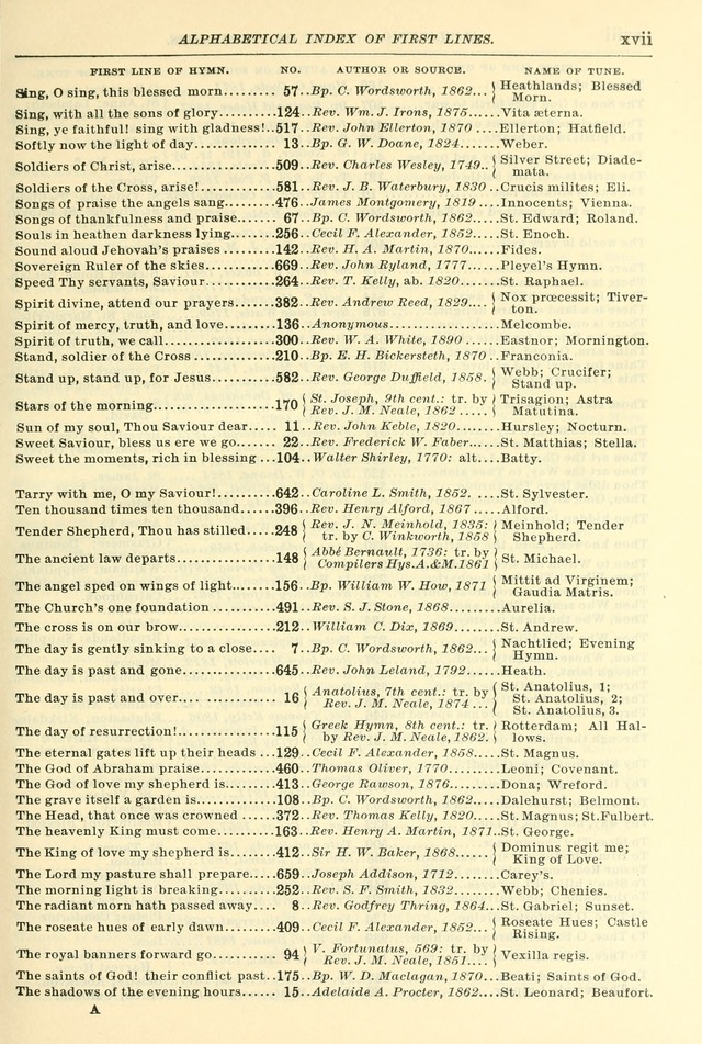 The Church Hymnal: revised and enlarged in accordance with the action of the General Convention of the Protestant Episcopal Church in the United States of America in the year of our Lord 1892. (Ed. B) page 17