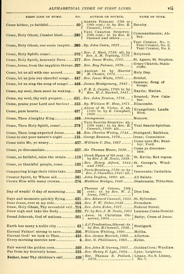 The Church Hymnal: revised and enlarged in accordance with the action of the General Convention of the Protestant Episcopal Church in the United States of America in the year of our Lord 1892. (Ed. B) page 7