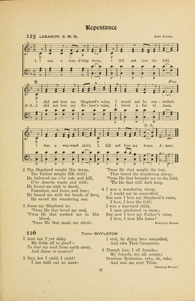 Hymns, Psalms and Gospel Songs: with responsive readings page 51