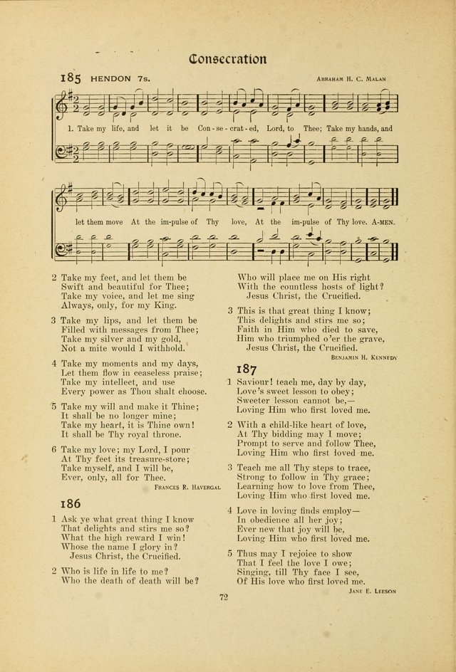 Hymns, Psalms and Gospel Songs: with responsive readings page 72