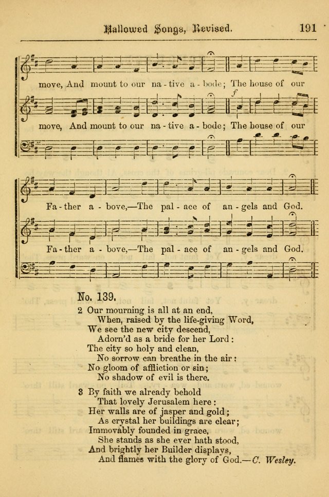 Hallowed Songs: for prayer and social meetings, containing hymns and tunes, carefully selected from all sources, both old and new, and are of the most spiritual..(Newly Revised) page 191