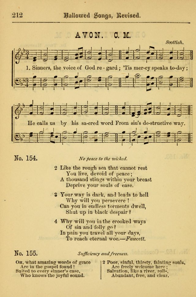 Hallowed Songs: for prayer and social meetings, containing hymns and tunes, carefully selected from all sources, both old and new, and are of the most spiritual..(Newly Revised) page 212
