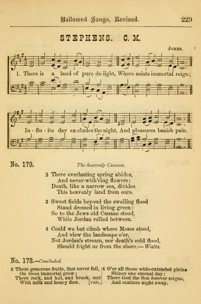 Hallowed Songs: for prayer and social meetings, containing hymns and tunes, carefully selected from all sources, both old and new, and are of the most spiritual..(Newly Revised) page 229