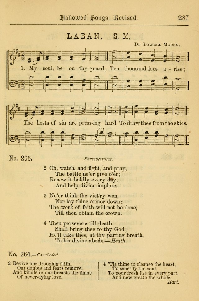Hallowed Songs: for prayer and social meetings, containing hymns and tunes, carefully selected from all sources, both old and new, and are of the most spiritual..(Newly Revised) page 287