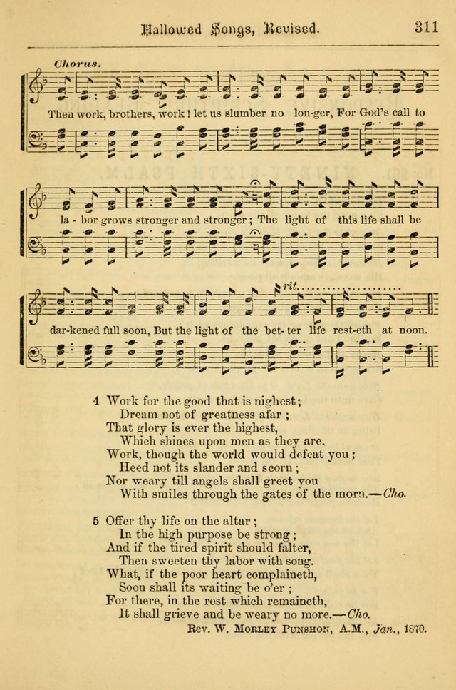 Hallowed Songs: for prayer and social meetings, containing hymns and tunes, carefully selected from all sources, both old and new, and are of the most spiritual..(Newly Revised) page 311
