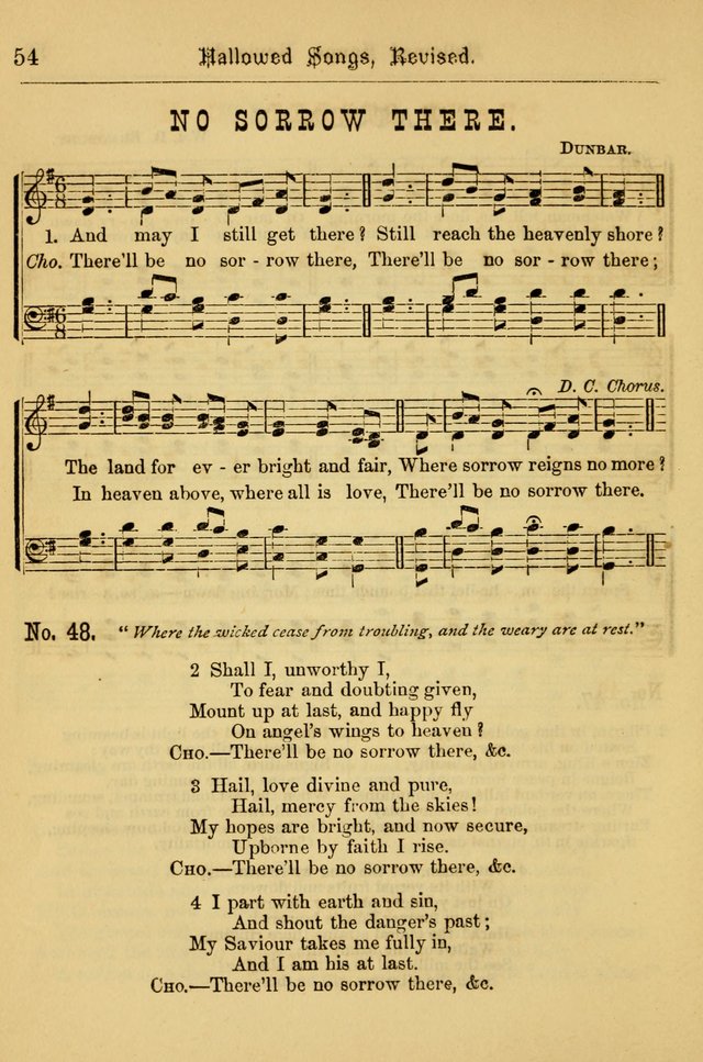 Hallowed Songs: for prayer and social meetings, containing hymns and tunes, carefully selected from all sources, both old and new, and are of the most spiritual..(Newly Revised) page 54