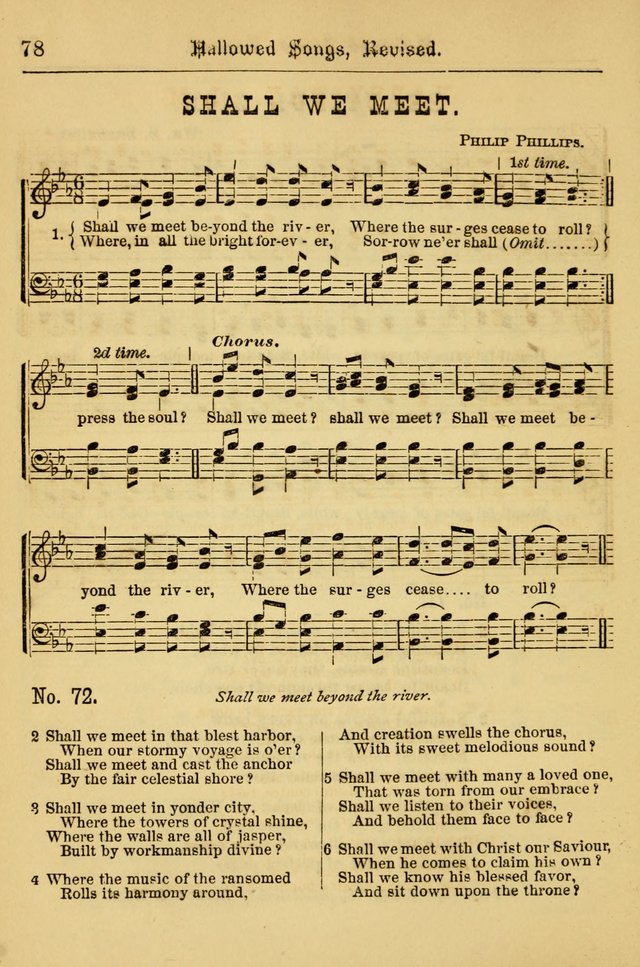 Hallowed Songs: for prayer and social meetings, containing hymns and tunes, carefully selected from all sources, both old and new, and are of the most spiritual..(Newly Revised) page 78
