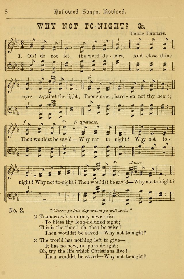 Hallowed Songs: for prayer and social meetings, containing hymns and tunes, carefully selected from all sources, both old and new, and are of the most spiritual..(Newly Revised) page 8