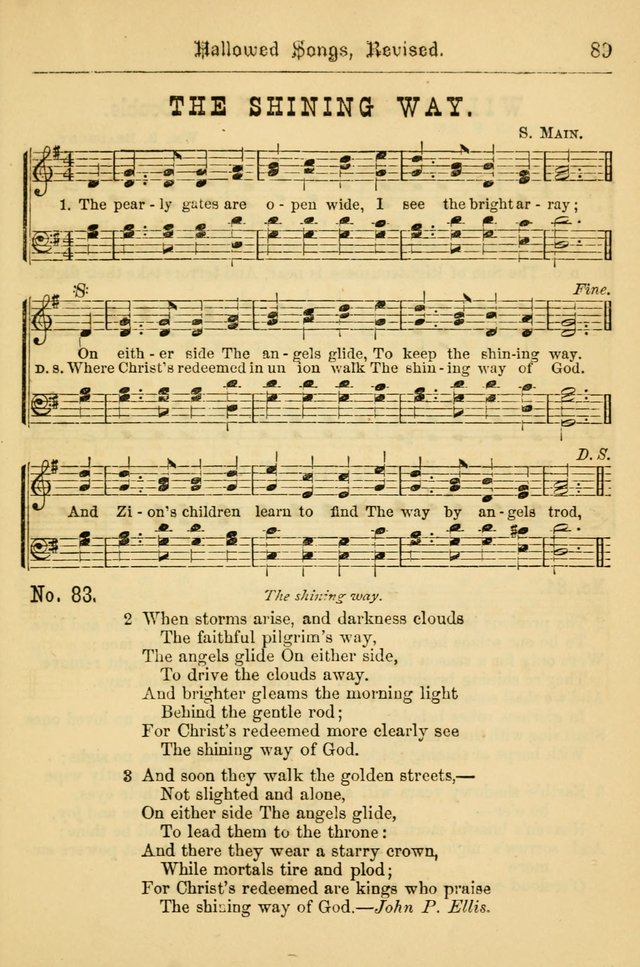 Hallowed Songs: for prayer and social meetings, containing hymns and tunes, carefully selected from all sources, both old and new, and are of the most spiritual..(Newly Revised) page 89
